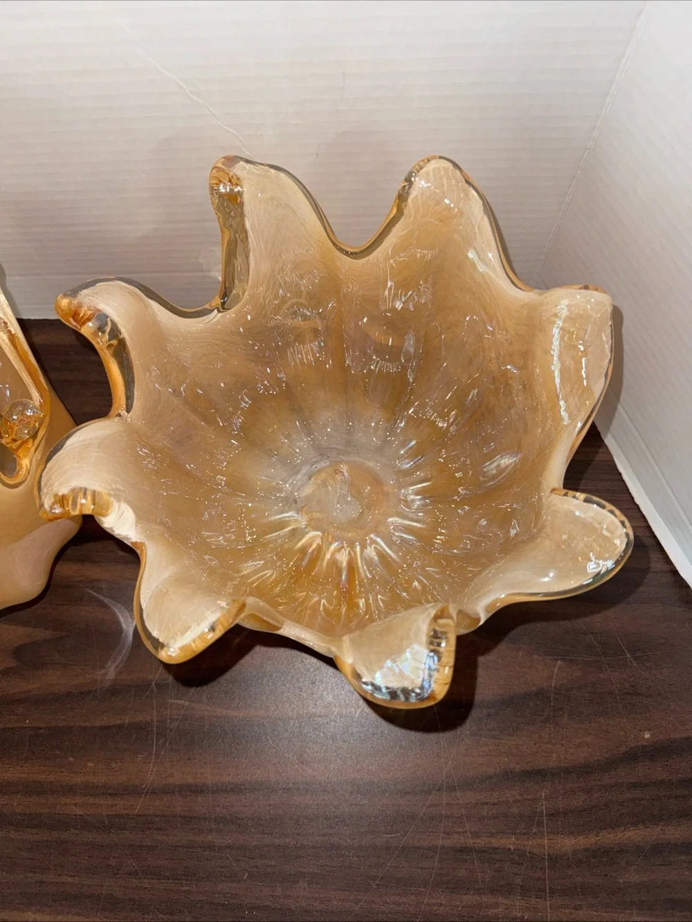 Set Of 2 Murano White Crystal Bowl  Handmade in Italy